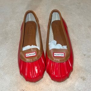 Hunter Red Waterproof Ballet Flats Size 7 Ladies
